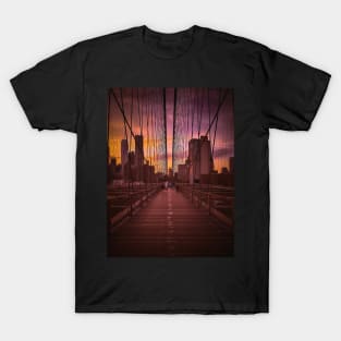 Brooklyn Bridge Sunset Manhattan New York City T-Shirt